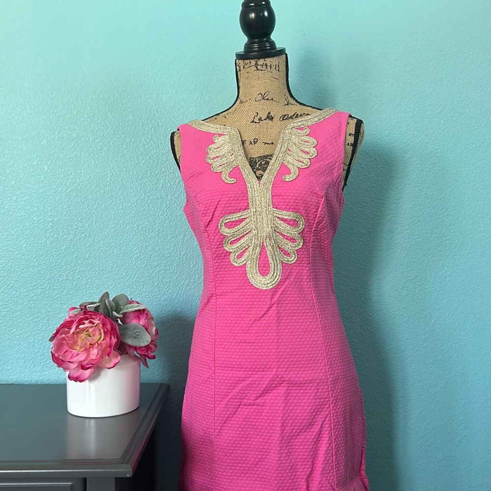 Lilly Pulitzer Janice Shift Dress Sz 2 Fuchsia